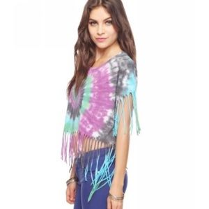 Forever 21 fringe tie dye top