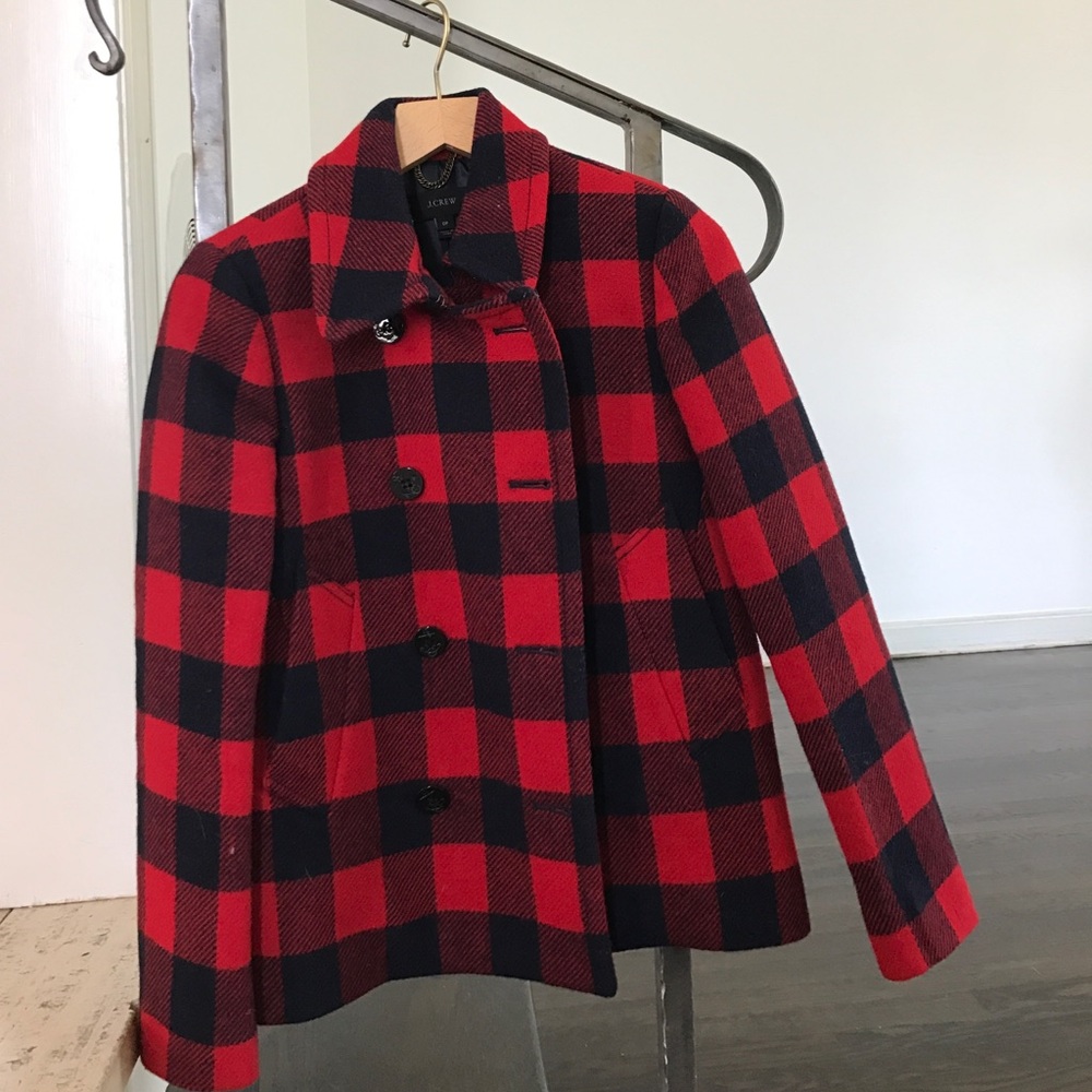 J. Crew. Buffalo Plaid Peacoat