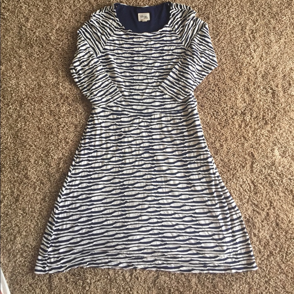 3/4 sleeve beige dress