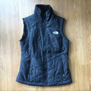 Reversible faux fur North Face vest