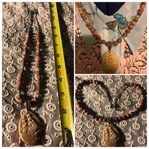 Navajo Beads, Kingman Turquoise Beads with Jasper Necklace