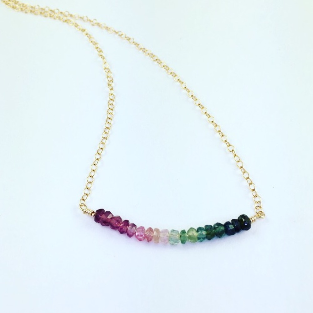 Watermelon Tourmaline Gem Necklace
