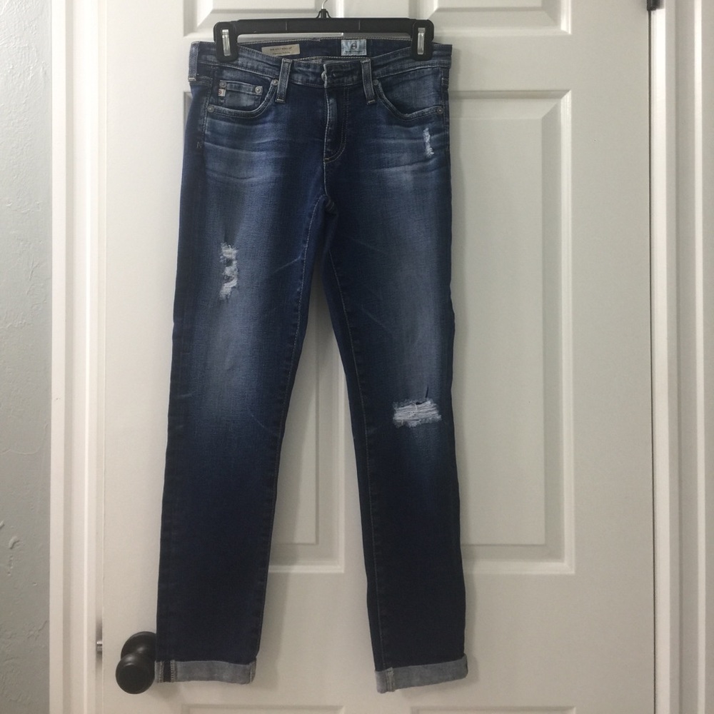 Destroyed roll up jeans