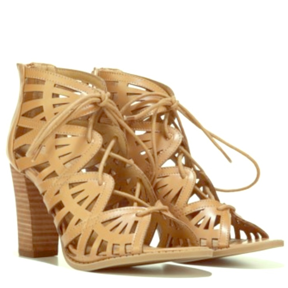 Lace up sandal heels.