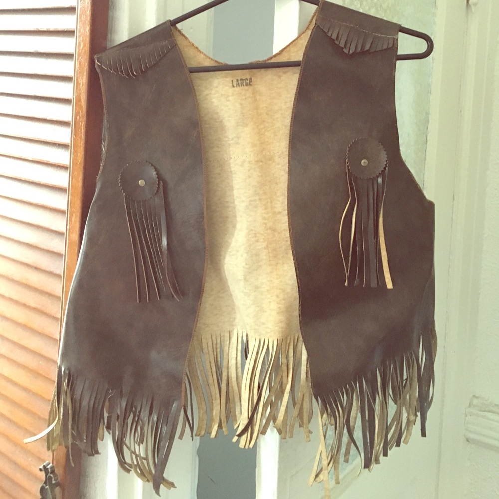 Vintage frayed vinyl motorcycle vest