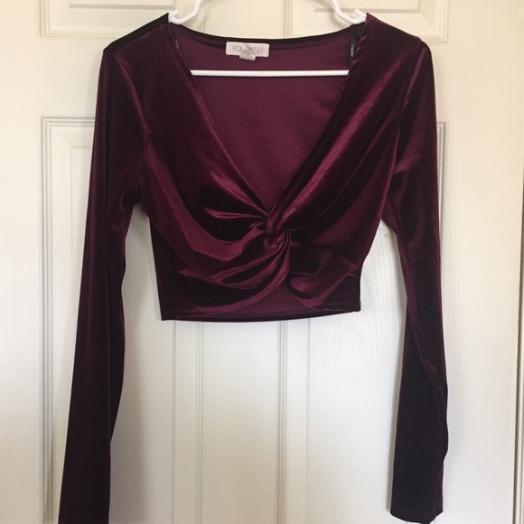 Forever 21 Tops - Forever 21 Long Sleeve Velvet Crop Top
