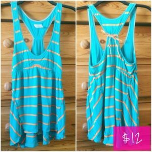 Free People Turquoise Striped Tank