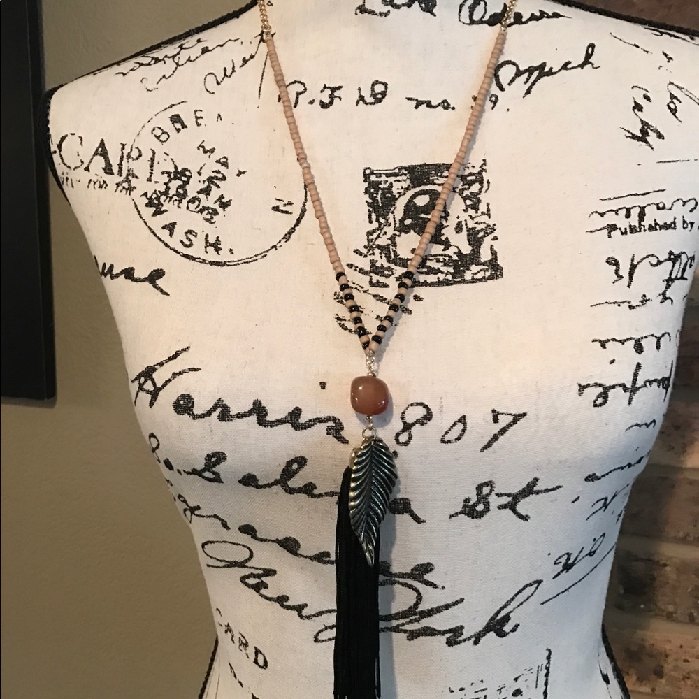 Black and Tan feather necklace