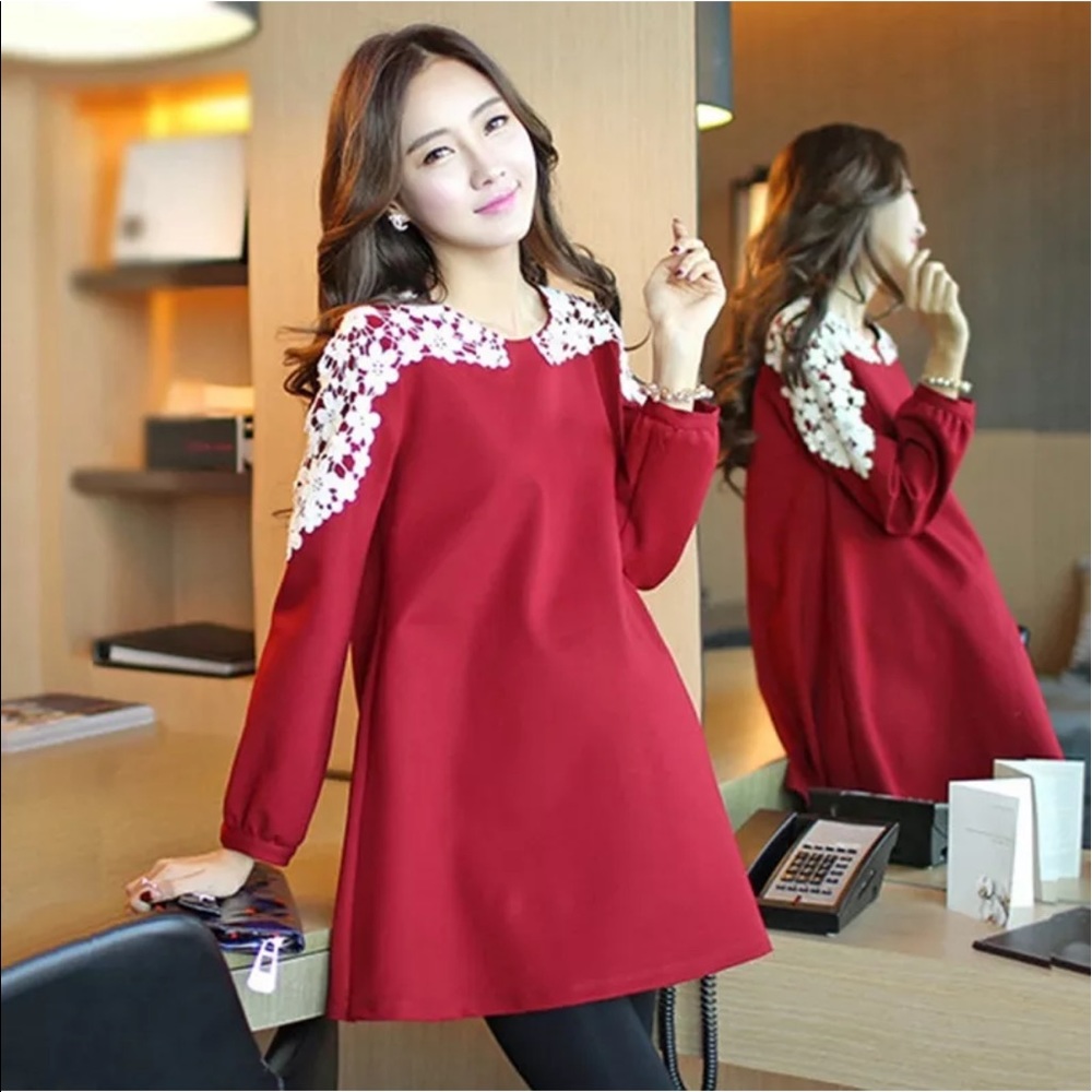 Cute red maternity blouse