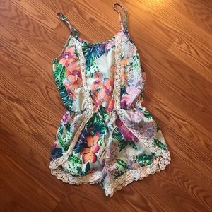 Floral and lace romper