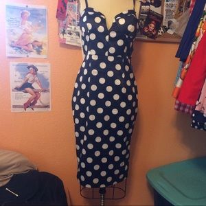 NWOT pinup rockabilly polkadot pencil wiggle dress