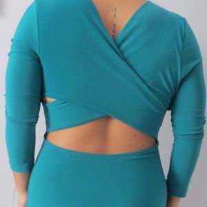 Green cross back dress