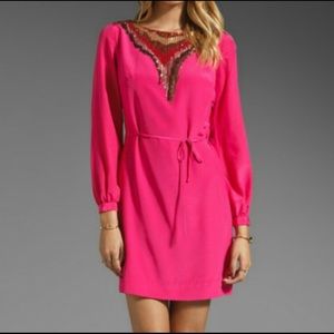 Trina Turk Hot Pink Dress with Sequins Sz 4