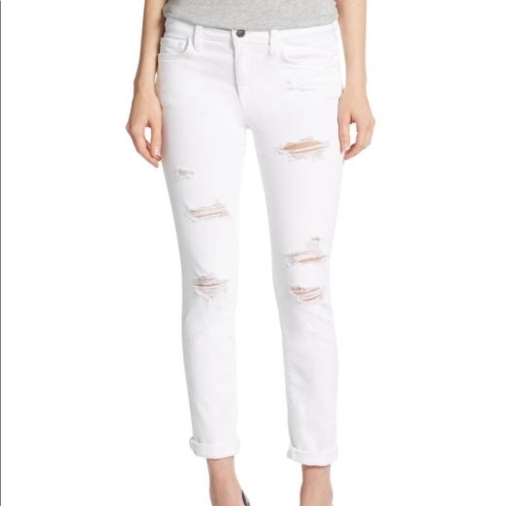 Joes distress rolled cuff skinny jeans