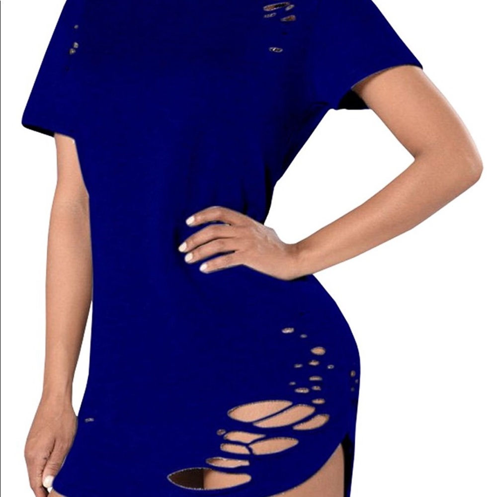 Distressed spandex shirt dress