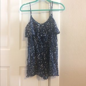 Navy Romper with Birds