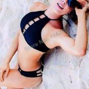 ✨✨ SOLD!!! ✨✨ NWT black halter cutout bikini