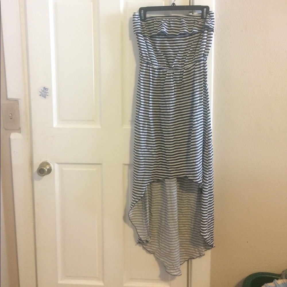 High-low striped maxi dress