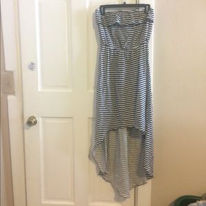 High-low striped maxi dress