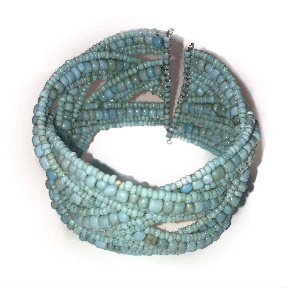 Aqua Blue Stone Cuff Bracelet