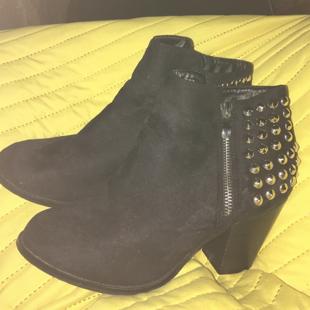 Black Booties with Silver Rivets