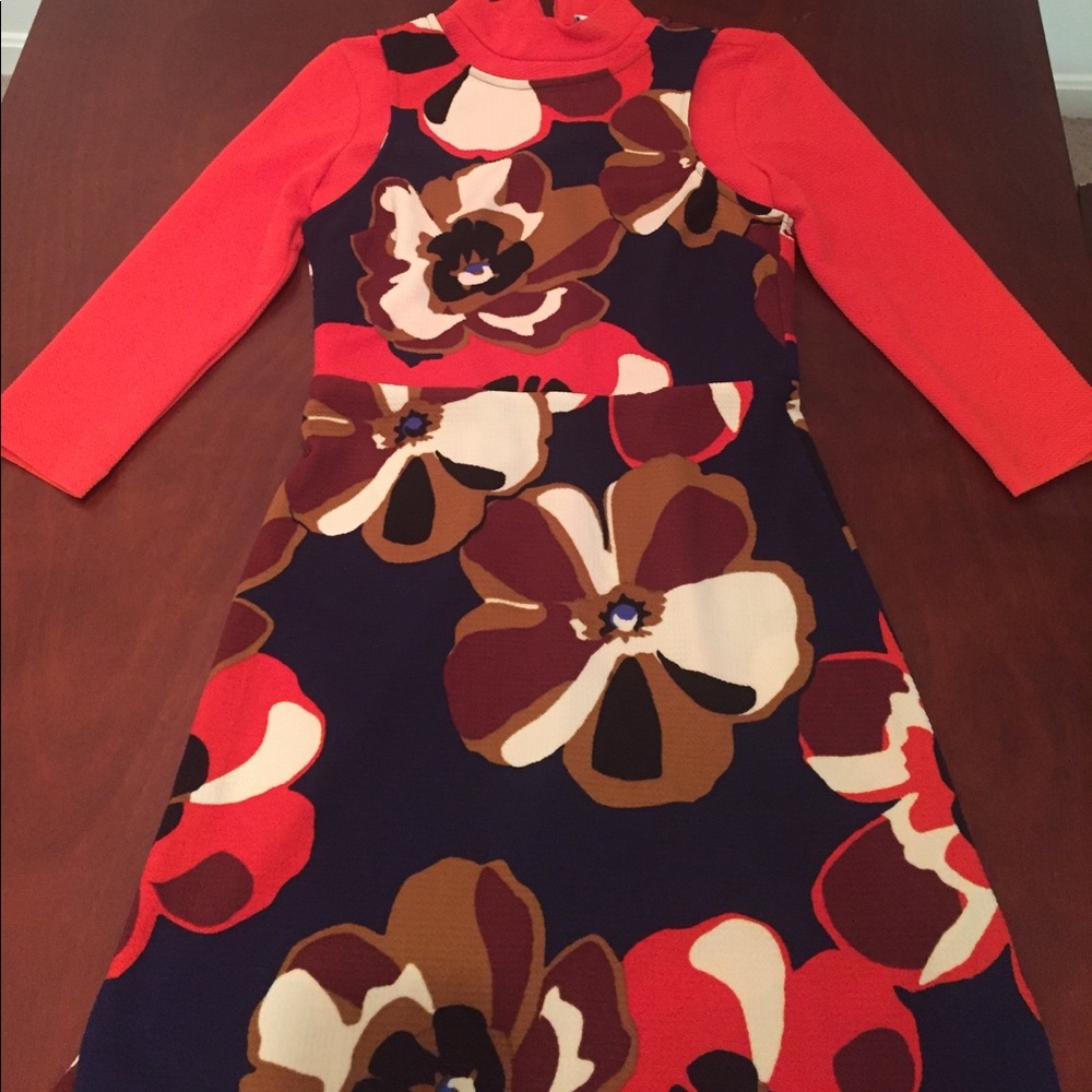 Small long sleeve orange floral work dress