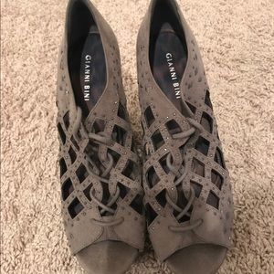 Grey suede wedge heel