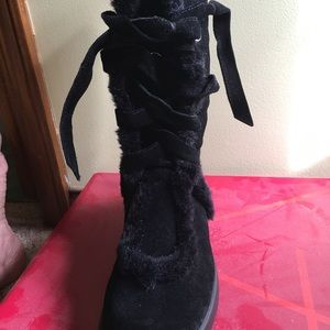 Beautiful black suede lace up boots