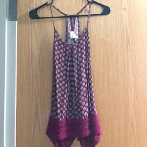 magenta patterned tank top