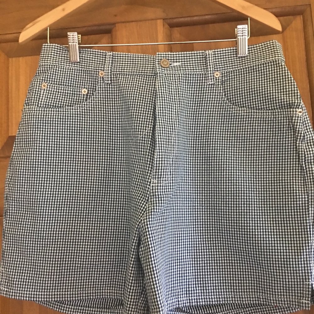 Navy checked cotton shorts