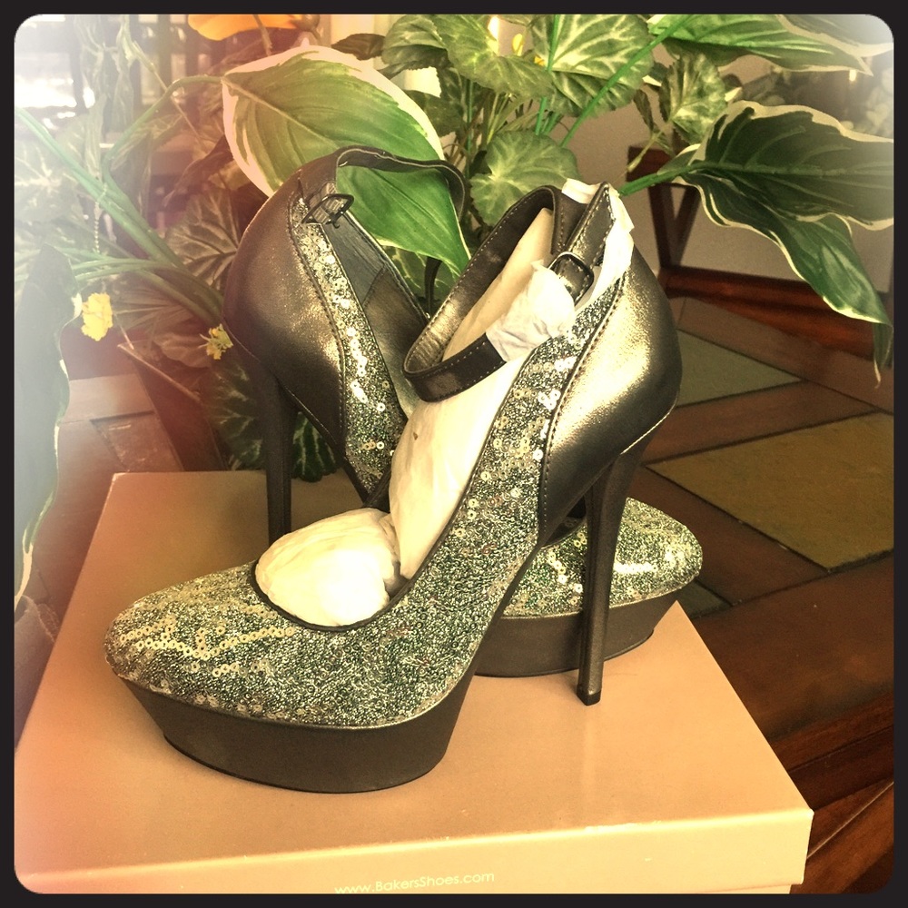 Silver "Bakers" new high  heels
