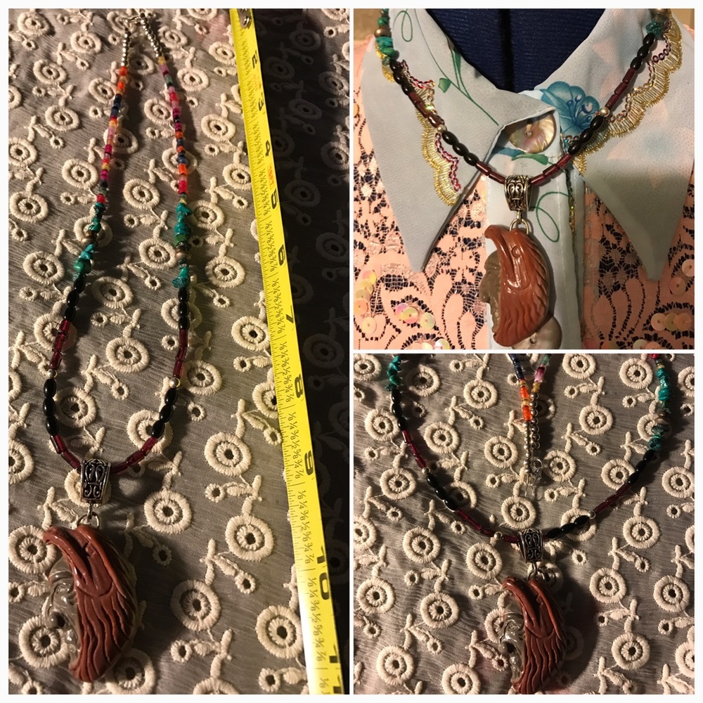 Navajo-Bead, USA-Turquoise, Jasper+Garnet Necklace