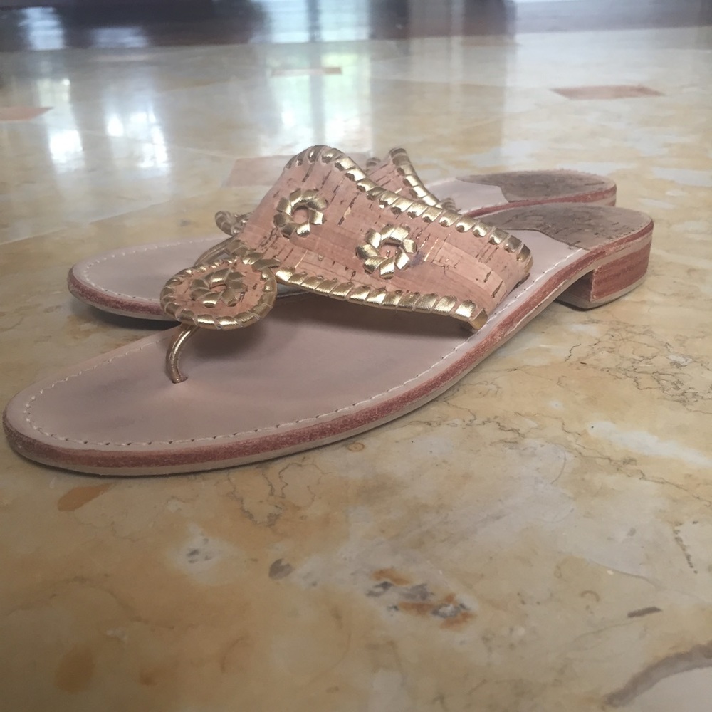 Jack Rogers Cork and Gold Sandals