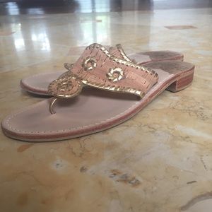 Jack Rogers Cork and Gold Sandals