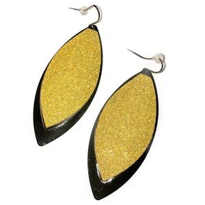 Black/Gold Leaf Drop Earrings