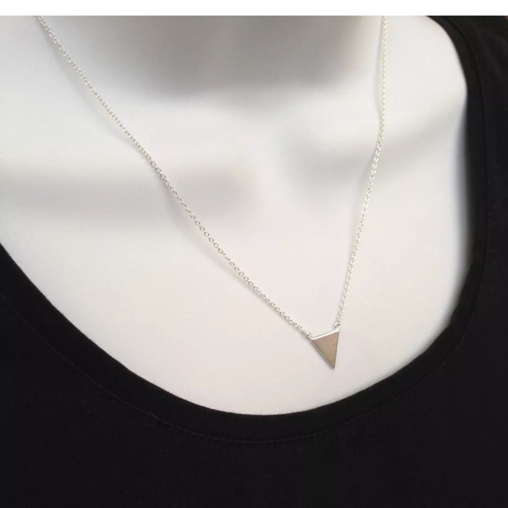 Sterling Silver Plain Triangle Necklace