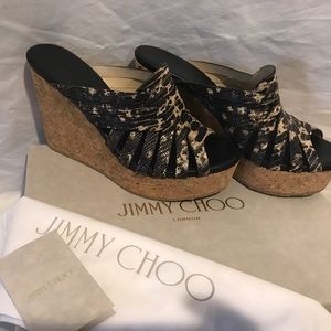 NIB JIMMY CHOO ESPADRILLE WEDGES SANDALS $550