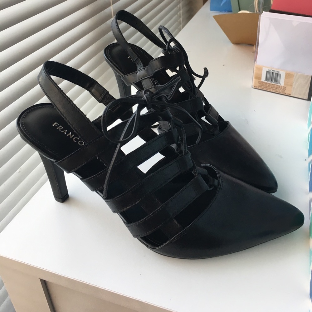 Franco Sarto Sexy Lace-up Heels Black Sz 8.5 NWT