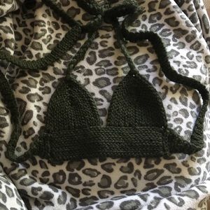 Handmade crochet green bra