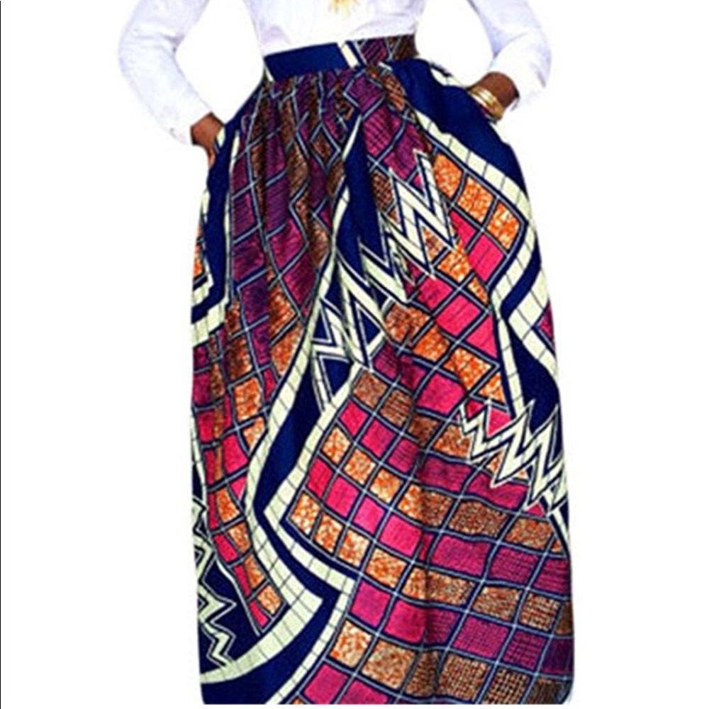 African print long skirt