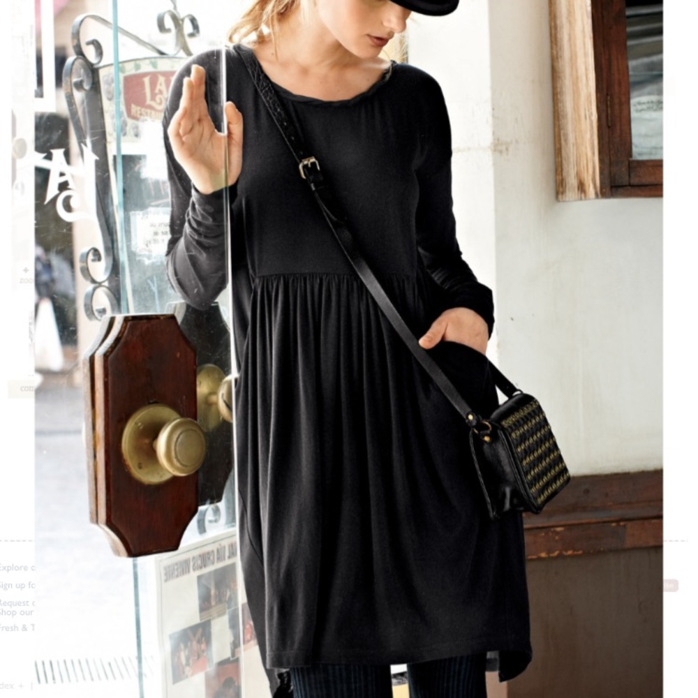 NWT Black "Martine" Relaxed Cotton Tunic Dress