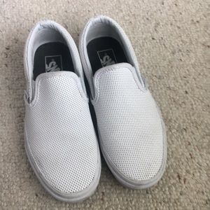 Perforated white leather vans
