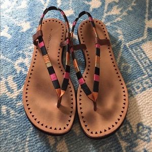 Bright colored boho sandals