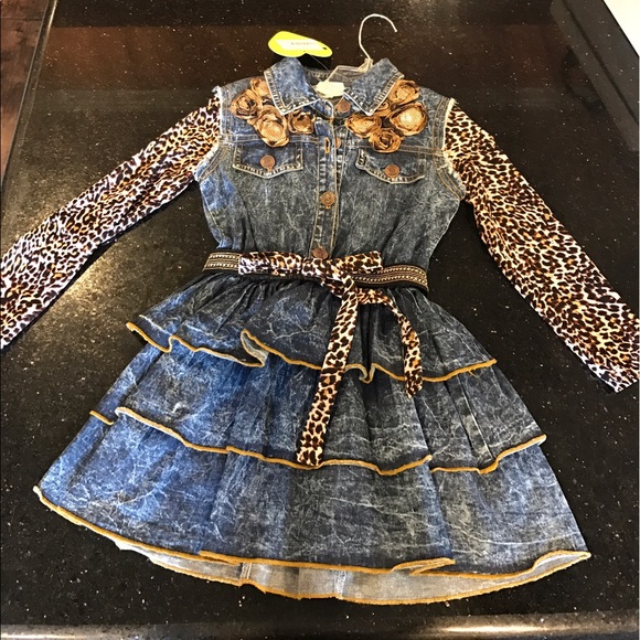 Leopard and Jean print Little Mass Dress sz 6 - Picture 1 of 4