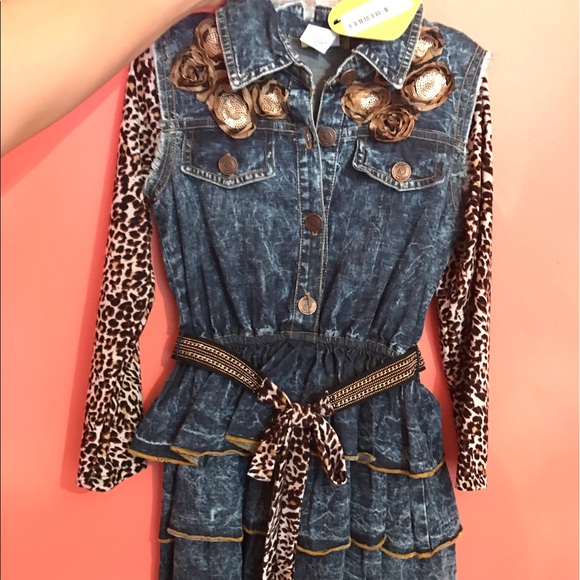 Leopard and Jean print Little Mass Dress sz 6 - Picture 2 of 4