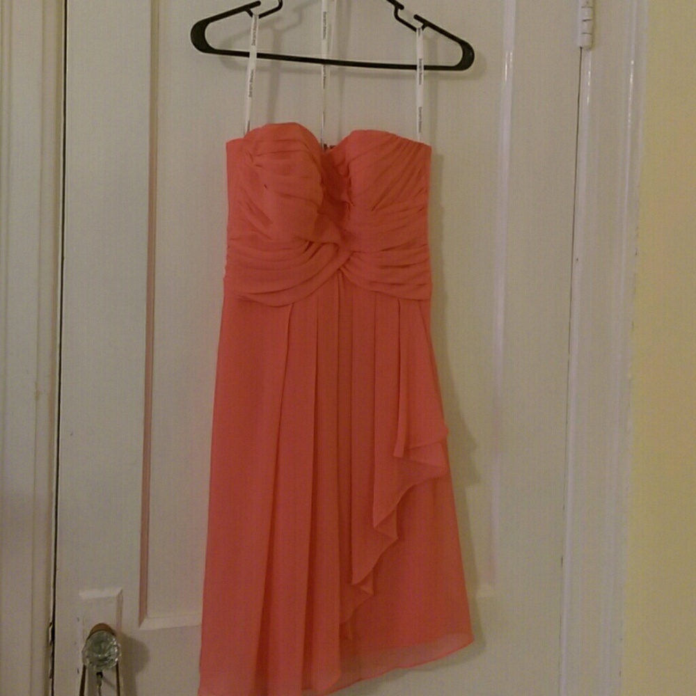 David's Bridal Short Bridesmaid Dress Coral