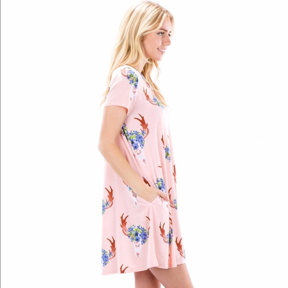 SOLD-LAST ONE DAKOTA-Skull Print Dress - Picture 2 of 3
