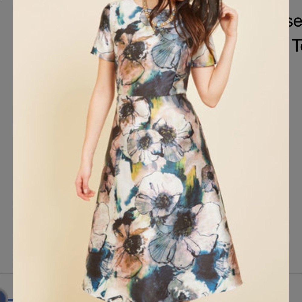 Ivory & Black Floral Surprise Party Honoree Midi