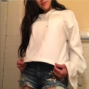 Cropped hoodie with bell sleeves