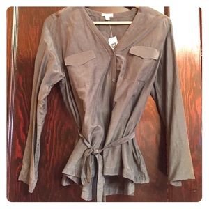 Equipment Dark Grey Blouse Top Silky NWT $65 M